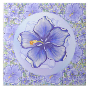 Carreau Hibiscus & dentelle BLEU