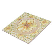 Carreau Hibiscus & dentelle JAUNE (Côté)