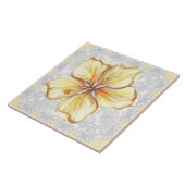 Carreau Hibiscus & dentelle JAUNE (Côté)