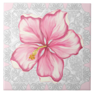 Carreau Hibiscus & dentelle PINK