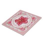 Carreau Hibiscus & dentelle RED (Côté)