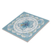 Carreau Hibiscus & dentelle TURQUOISE (Côté)