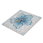 Carreau Hibiscus & dentelle TURQUOISE (Côté)