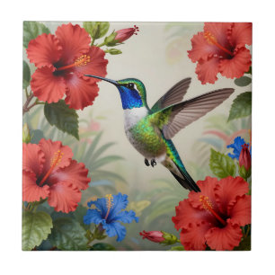 Carreau Hibiscus Floral Vibrant de Colibri