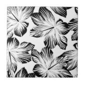 Carreau hibiscus noir et blanc (Devant)
