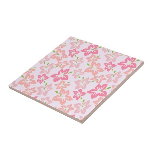 Carreau Hibiscus Rose, Fleurs Roses, Motif De Fleurs (Côté)