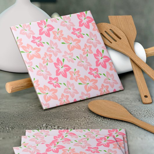 Carreau Hibiscus Rose, Fleurs Roses, Motif De Fleurs