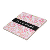 Carreau Hibiscus Rose, Fleurs Roses, Votre Nom (Côté)