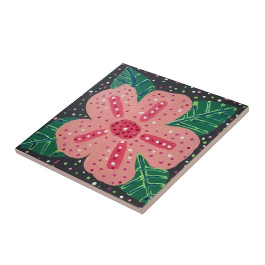 Carreau Hibiscus rose tropical (Côté)