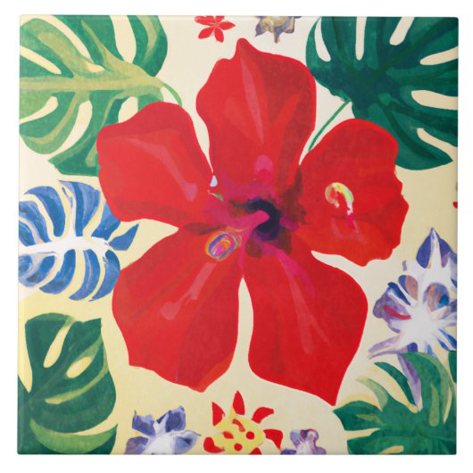 Carreau Hibiscus rouge (Devant)