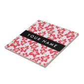 Carreau Hibiscus Rouge, Fleurs Rouges, Votre Nom (Côté)