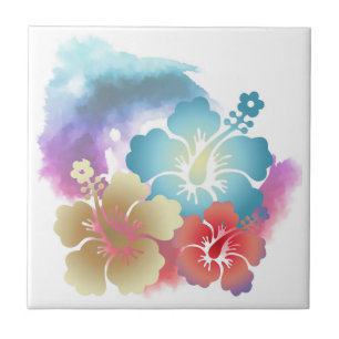 Carreau Hibiscus Tropical Fleurs Multi Couleur Carrelage e