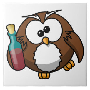 Carreau Hibou avec la bouteille