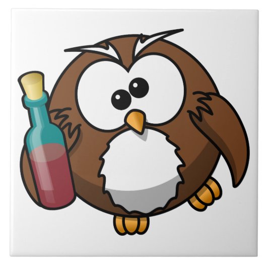 Carreau Hibou avec la bouteille (Devant)