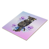 Carreau Hibou Brun Fleurs Violettes (Côté)