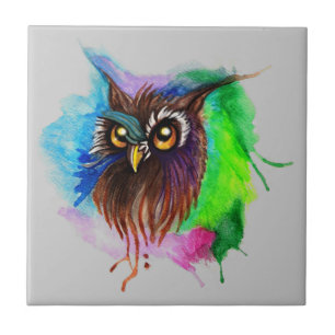 Carreau Hibou en bois aqueux