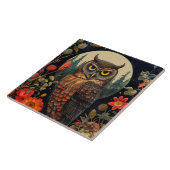 Carreau Hibou la nuit avec une pleine lune (Côté)