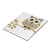 Carreau Hibou large de yeux dans la tuile d'arbre (Côté)