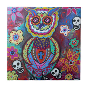 CARREAU HIBOU SAGE DE DIA DE LOS MUERTOS TALAVERA