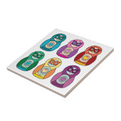 Carreau Hiboux de Matryoshka d'arc-en-ciel (Côté)