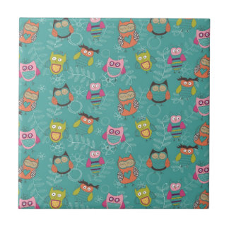 Carreau Hiboux gribouillés sur Teal
