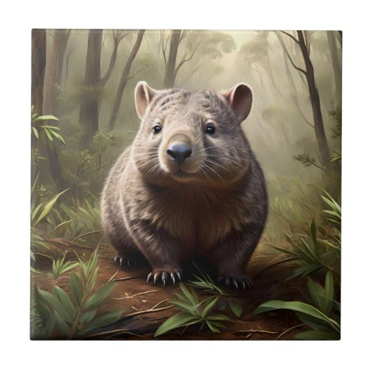 Carreau "Hidden in the Bush : An Aussie Wombat in the Wild (Devant)