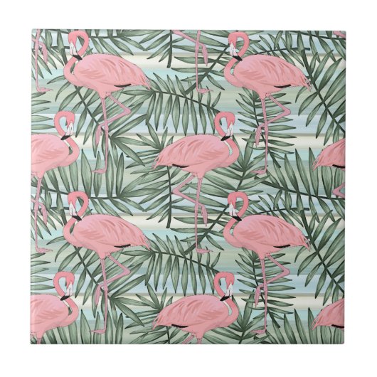 Carreau Hip Flamants roses roses mignonette feuille de pal (Devant)