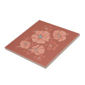 Carreau Hippie Blooms : Artwork Abstrait Red Flower Power (Côté)