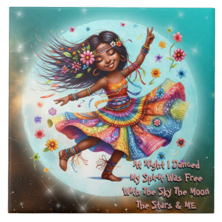 Carreau Hippie Chic Moon Danse Colorée Carrelage en cérami