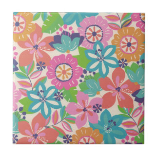 Carreau Hippie Fleur Boho Retro Coloré