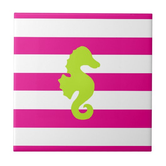 Carreau Hippocampe blanc et vert de roses indien (Devant)