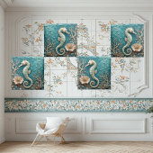 Carreau Hippocampe côtier de luxe Océan Corail Perle Aquab
