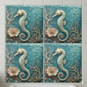 Carreau Hippocampe côtier de luxe Océan Corail Perle Aquab