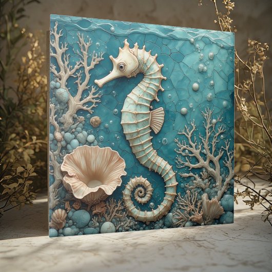 Carreau Hippocampe côtier de luxe Océan Corail Perle Aquab