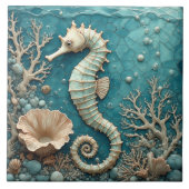 Carreau Hippocampe côtier de luxe Océan Corail Perle Aquab (Devant)