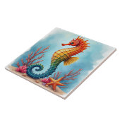 Carreau Hippocampe, étoile de mer et corail (Côté)