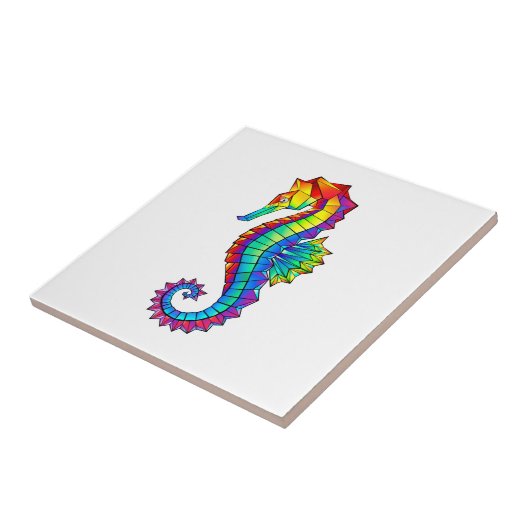 Carreau Hippocampe polygonal arc-en-ciel (Côté)