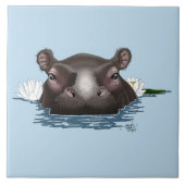 Carreau Hippopotame Lotus Blanc Bleu (Devant)