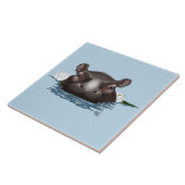 Carreau Hippopotame Lotus Blanc Bleu (Côté)