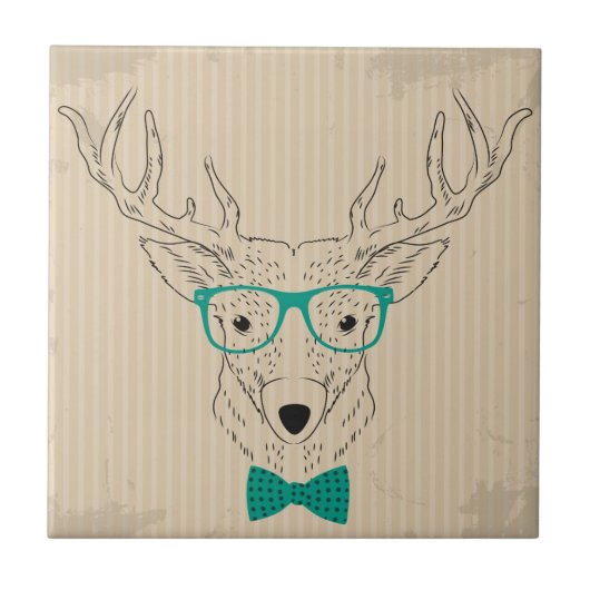 Carreau Hipster Reindeer Elk avec des lunettes grungy Noël (Devant)