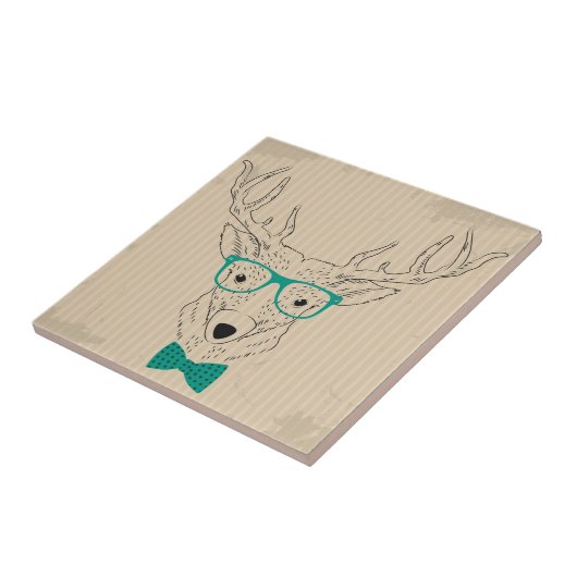 Carreau Hipster Reindeer Elk avec des lunettes grungy Noël (Côté)