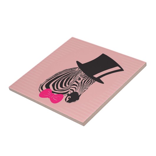 Carreau Hipster Zebra avec chapeau supérieur et Cravate Bo (Côté)