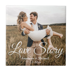 Carreau histoire d'amour, photo de mariage anniversaire st