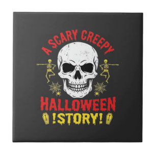 Carreau Histoire de crâne de Halloween effrayant et flippa