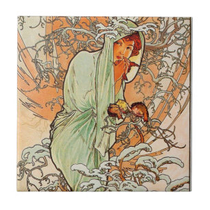 Carreau Hiver vintage par Alphonse Mucha