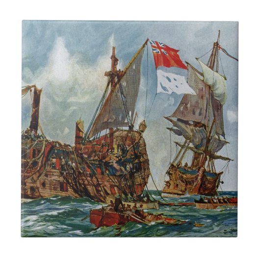 Carreau HMS Nottingham et cuirassé Mars 1703 (Devant)