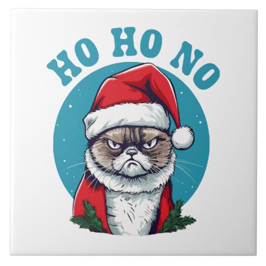 Carreau Ho ho non - drôle de chat grumpy santa (Devant)