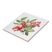 Carreau Holiday Red Berries Floral Ceramic Tile (Côté)