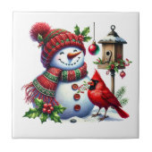 Carreau Holiday Snowman Ceramic Tile (Devant)