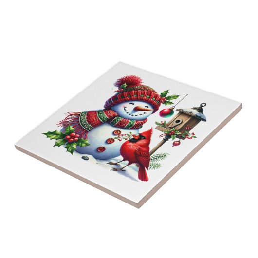 Carreau Holiday Snowman Ceramic Tile (Côté)
